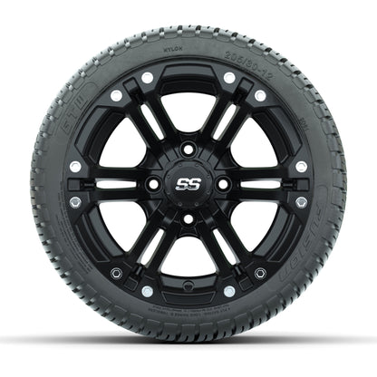 GTW Specter Matte Black 12 in Wheels with 205/30-12 Fusion Street Tires – Full Set