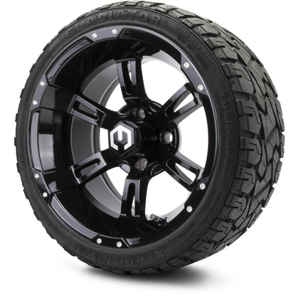 MODZ® 14" Ambush Glossy Black Wheels & Off-Road Tires Combo