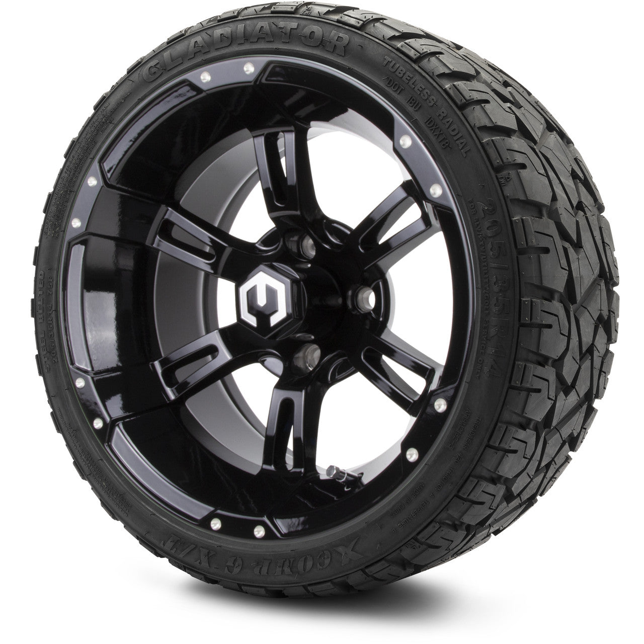 MODZ® 14" Ambush Glossy Black Wheels & Off-Road Tires Combo
