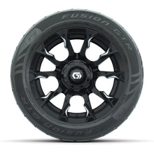 GTW® Diablo Gloss Black/Machined 14 in Wheels with 255/45-R14 Fusion GTR Steel Belt Radial Street Tires – Full Set