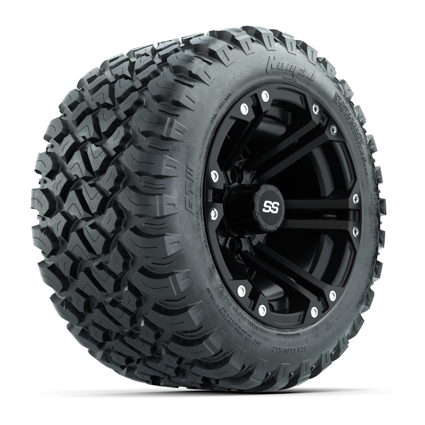 GTW® Specter Matte Black 12 in Wheels with 22X11-R12 Nomad Steel Belt Radial All-Terrain Tires – Full Set