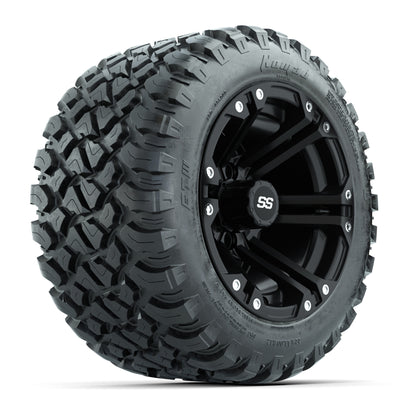 GTW® Specter Matte Black 12 in Wheels with 22X11-R12 Nomad Steel Belt Radial All-Terrain Tires – Full Set
