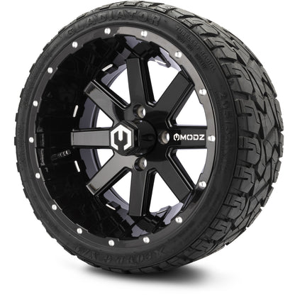 MODZ® 14" Assault Glossy Black with Ball Mill Wheels & Off-Road Tires Combo