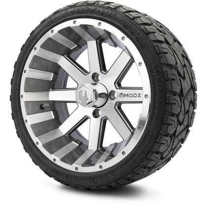 MODZ® 14" Assault Machined Gunmetal Wheels & Off-Road Tires Combo