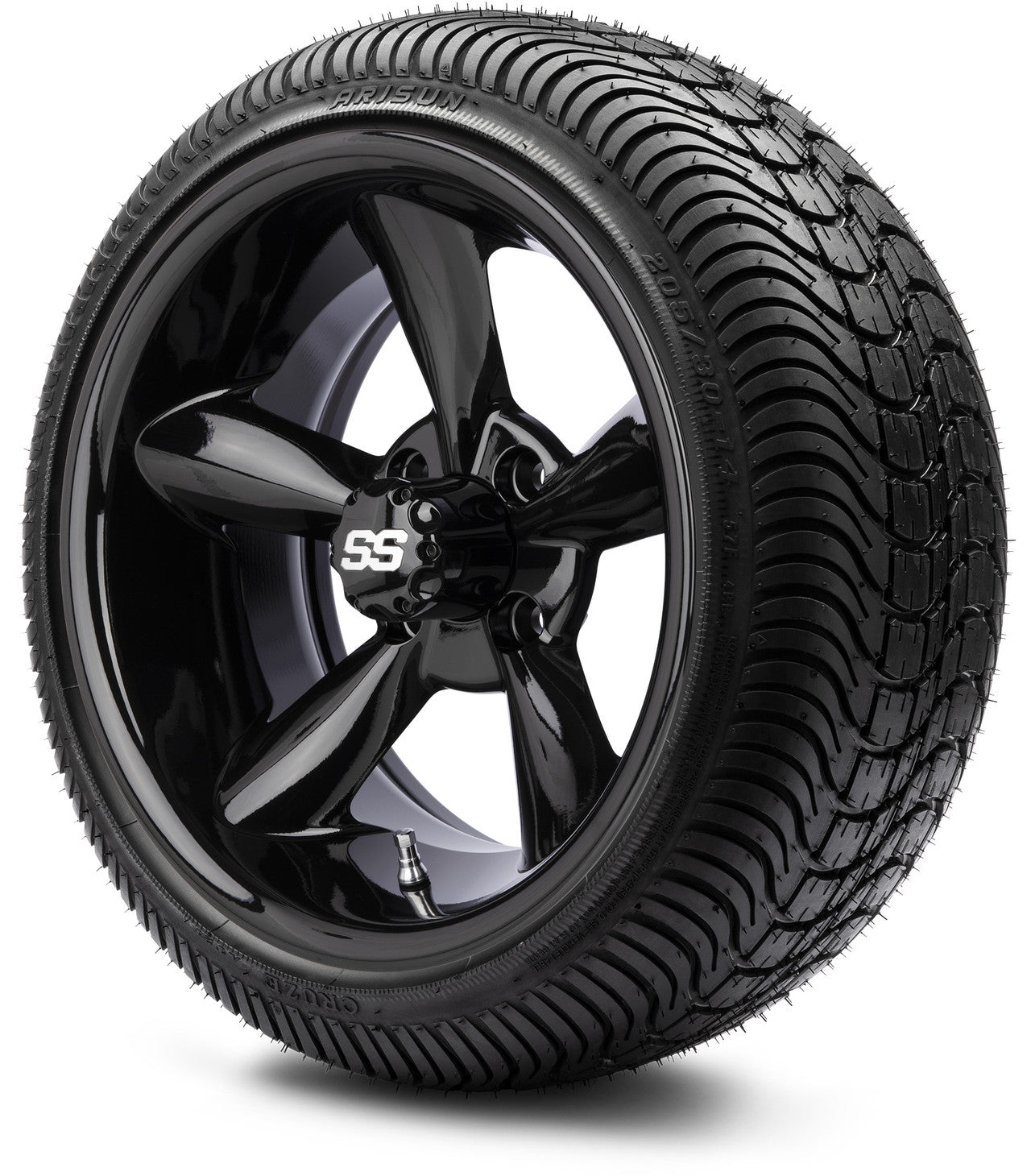 MODZ® 14" Godfather Glossy Black Wheels & Street Tires Combo