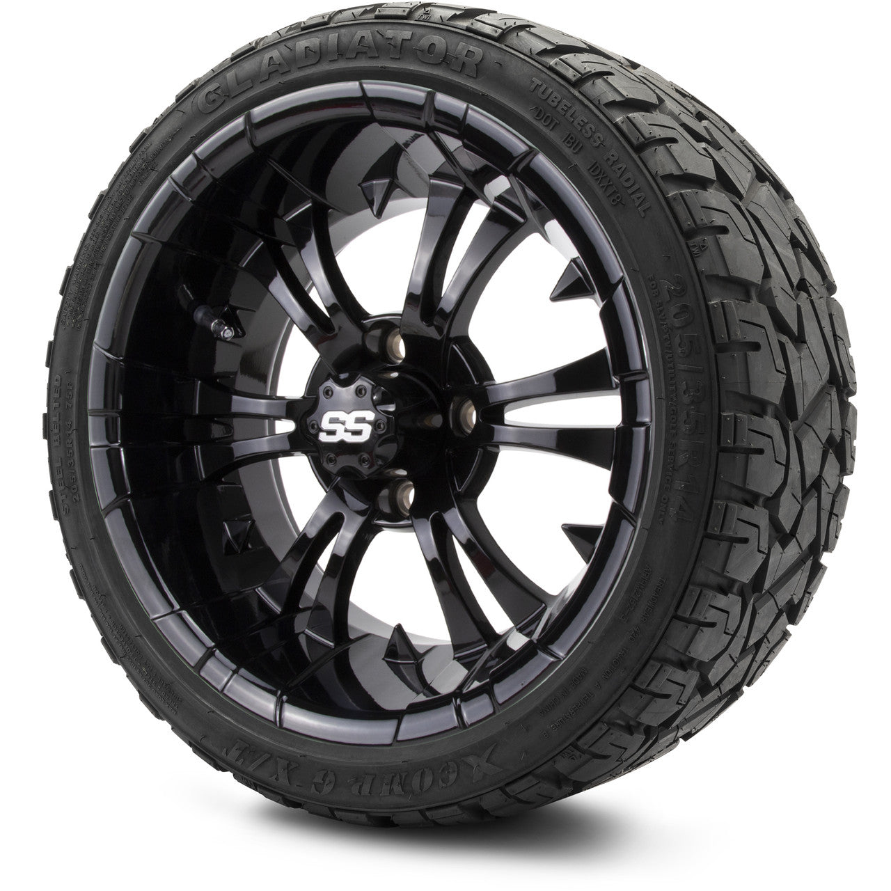 MODZ® 14" Vampire Glossy Black Wheels & Off-Road Tires Combo
