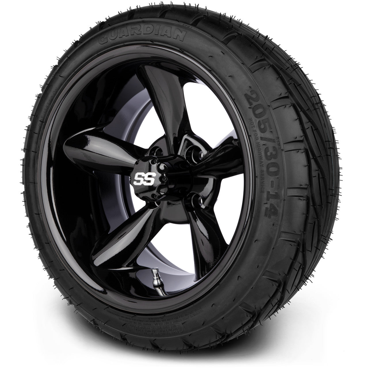 MODZ® 14" Godfather Glossy Black Wheels & Street Tires Combo