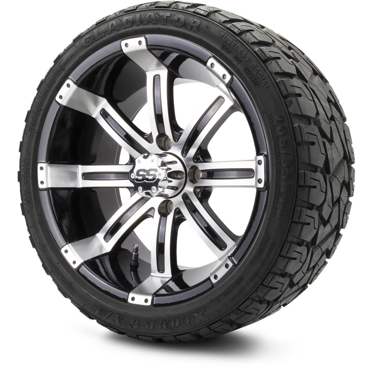 MODZ® 14" Tempest Machined Black Wheels & Off-Road Tires Combo
