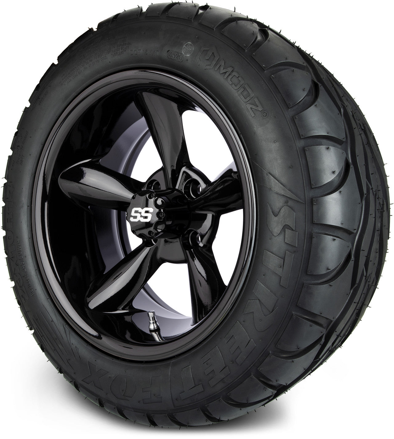 MODZ® 14" Godfather Glossy Black Wheels & Street Tires Combo