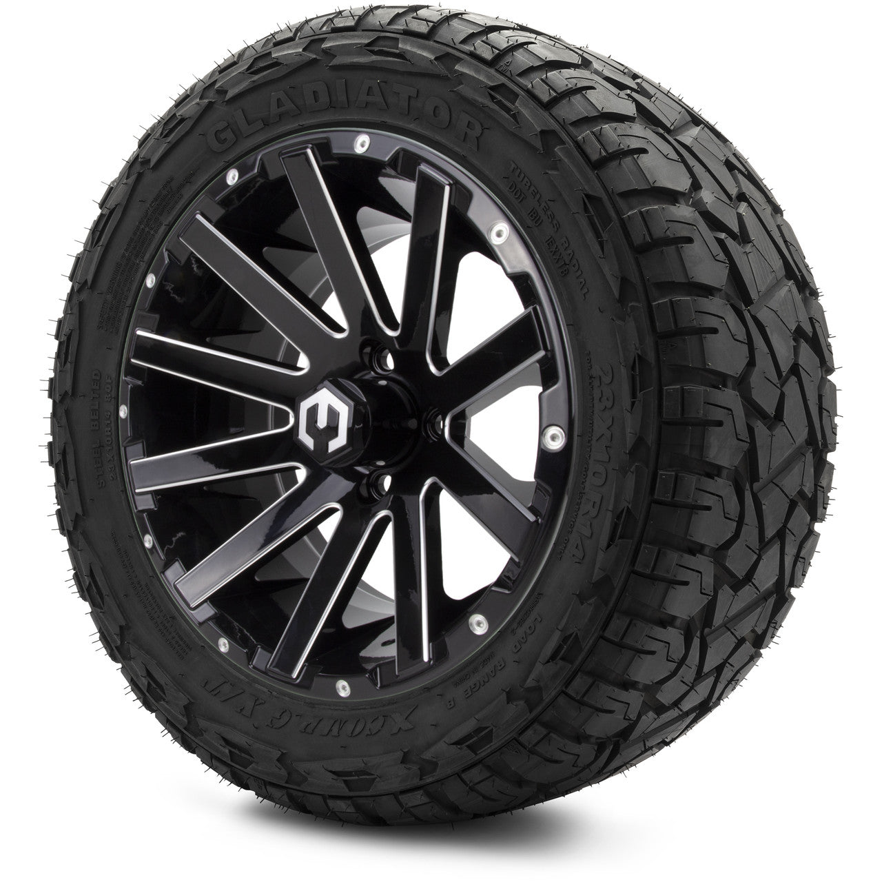 MODZ® 14" Mauler Glossy Black with Ball Mill Wheels & Off-Road Tires Combo