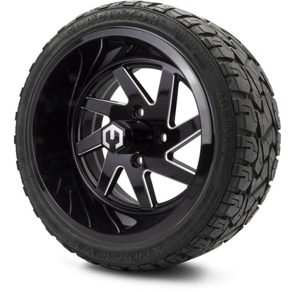 MODZ® 14" Fury Glossy Black with Ball Mill Wheels & Off-Road Tires Combo