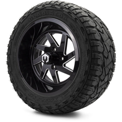 MODZ® 14" Fury Glossy Black with Ball Mill Wheels & Off-Road Tires Combo