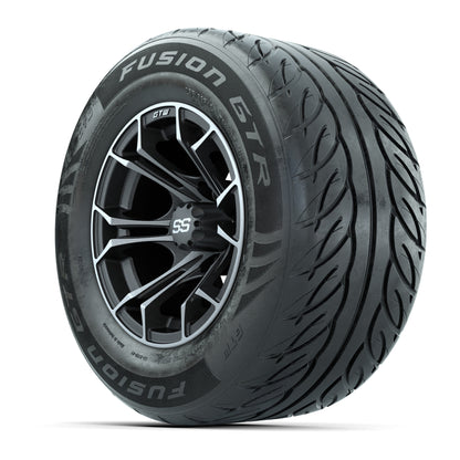 GTW® Spyder Matte Gray/Machined 12 in Wheels with 255/55-R12 Fusion GTR Steel Belt Radial Street Tires – Full Set