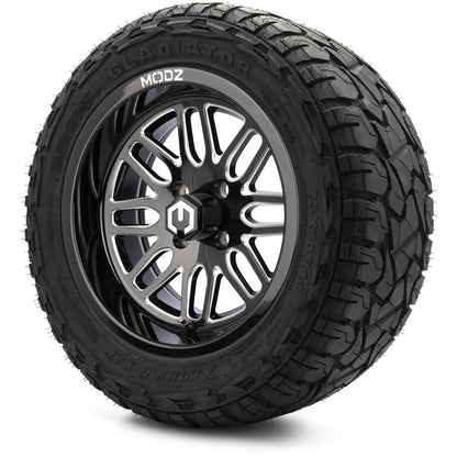 MODZ® 14" Mayhem Glossy Black with Ball Mill Wheels & Off-Road Tires Combo
