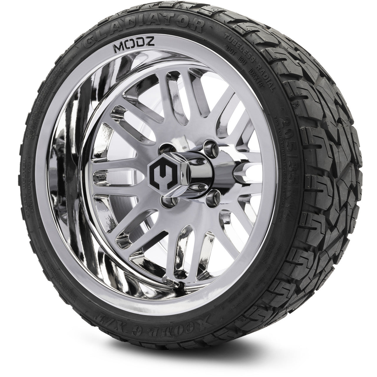 MODZ® 14" Mayhem Chrome Wheels & Off-Road Tires Combo