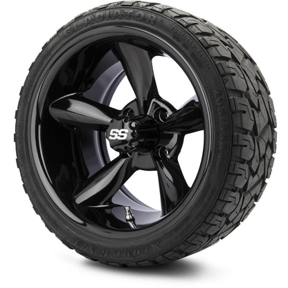 MODZ® 14" Godfather Glossy Black Wheels & Off-Road Tires Combo