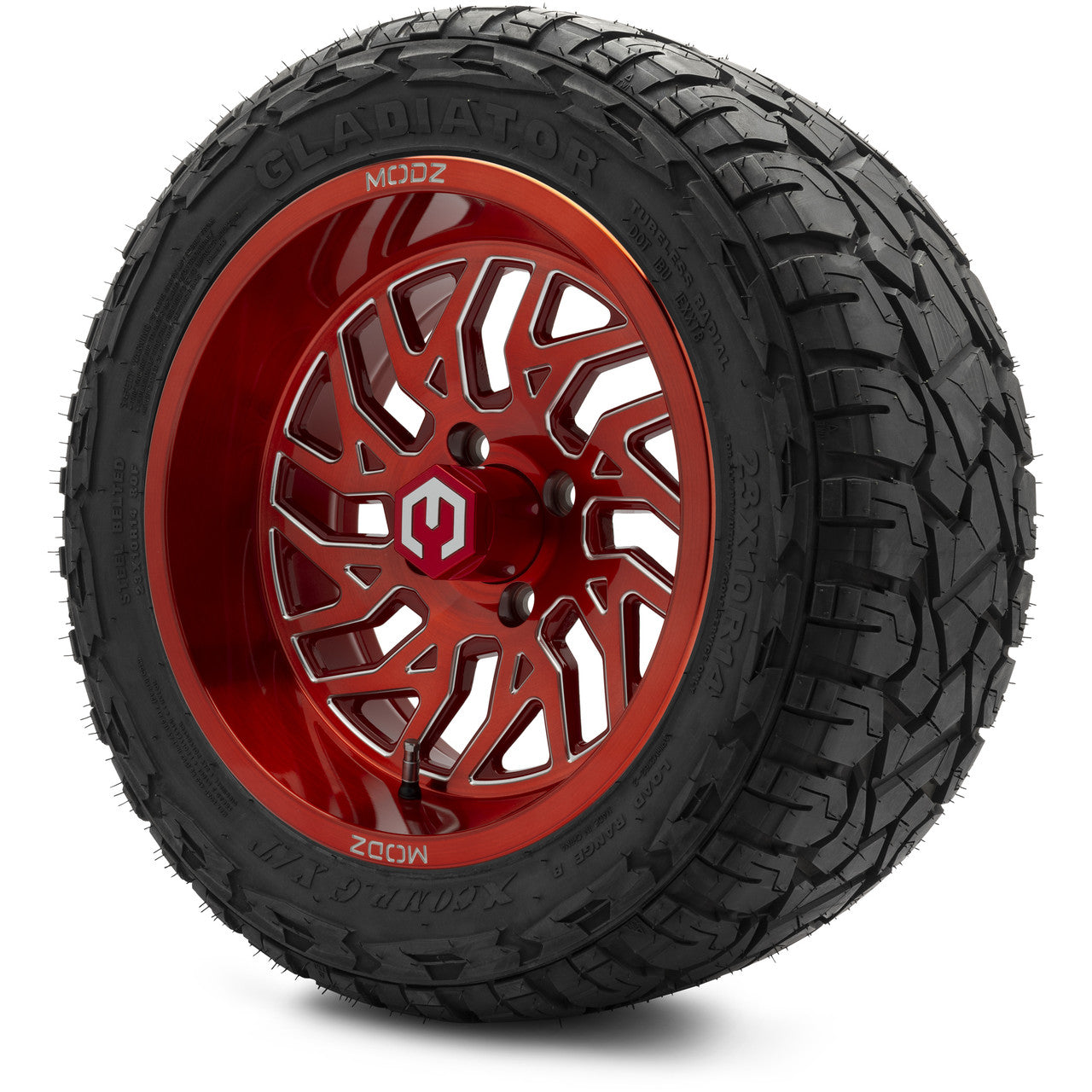 MODZ® 14" Carnage Brushed Red with Ball Mill Wheels & Off-Road Tires Combo