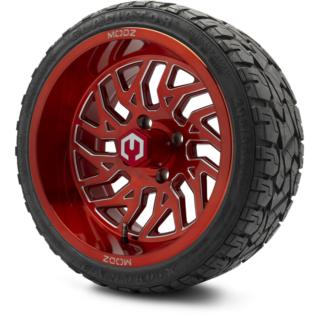 MODZ® 14" Carnage Brushed Red with Ball Mill Wheels & Off-Road Tires Combo