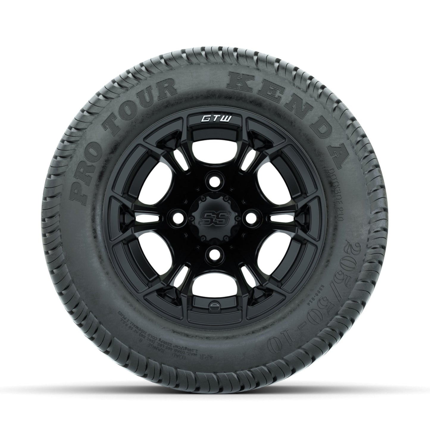 GTW Spyder Matte Black 10 in Wheels with 205/50-10 Kenda Pro Tour Low-profile Tires – Full Set