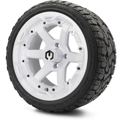 MODZ® 14" Gladiator Glossy White Wheels & Off-Road Tires Combo