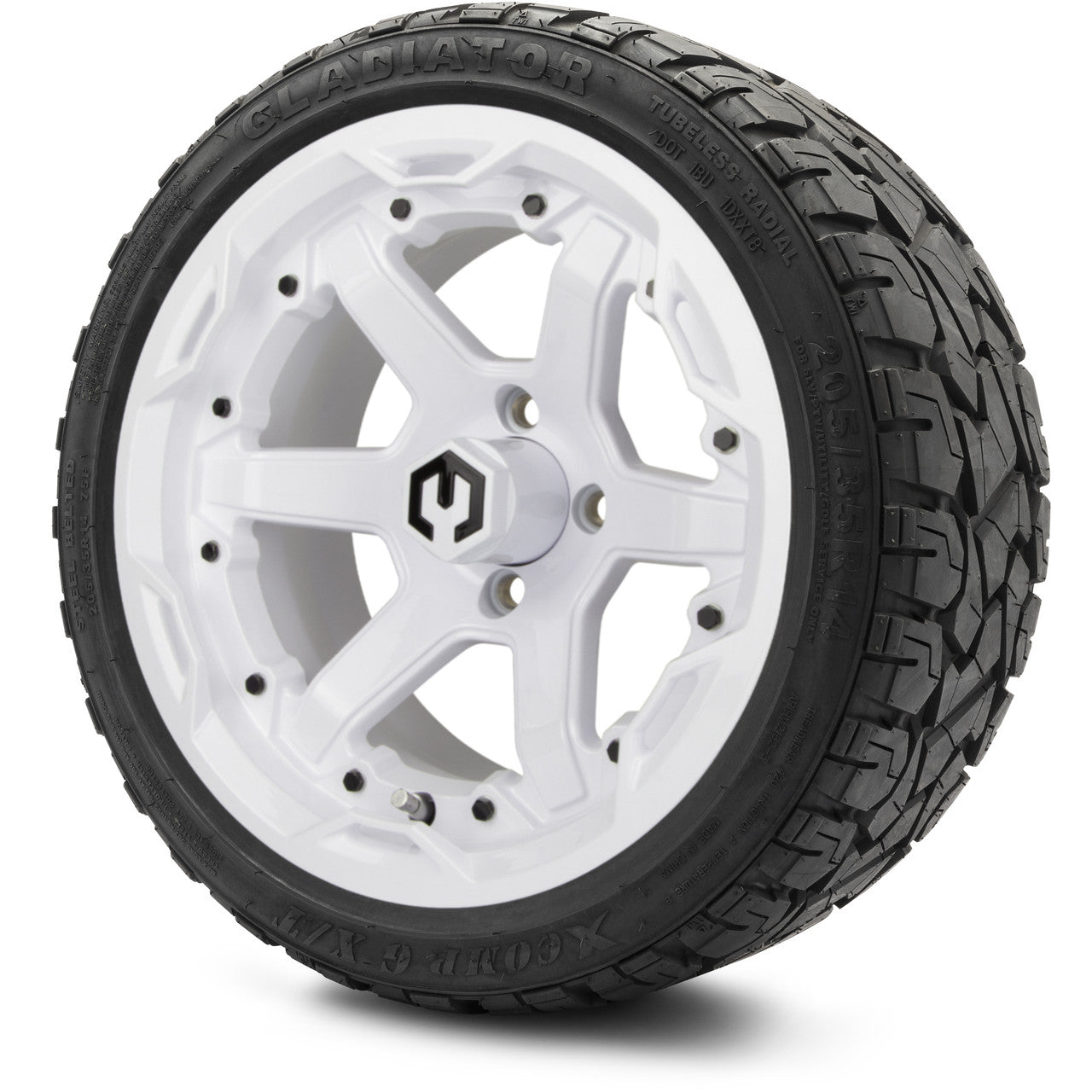 MODZ® 14" Gladiator Glossy White Wheels & Off-Road Tires Combo