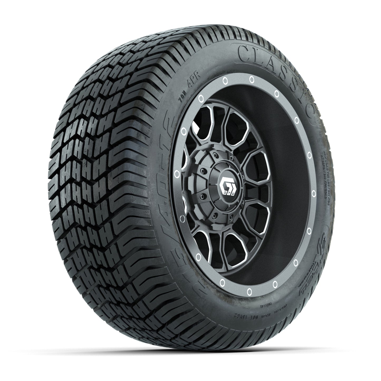 GTW® Volt Gunmetal 12 in Wheels with 215/40-12 Excel Classic Street Tires – Full Set