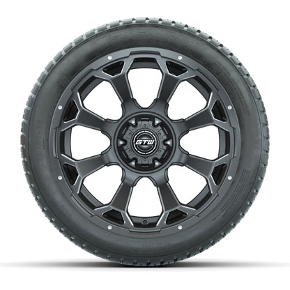 GTW® Raven Matte Gray/Ball Milled 14 in Wheels with 205/30-R14 Fusion Street Tires – Full Set