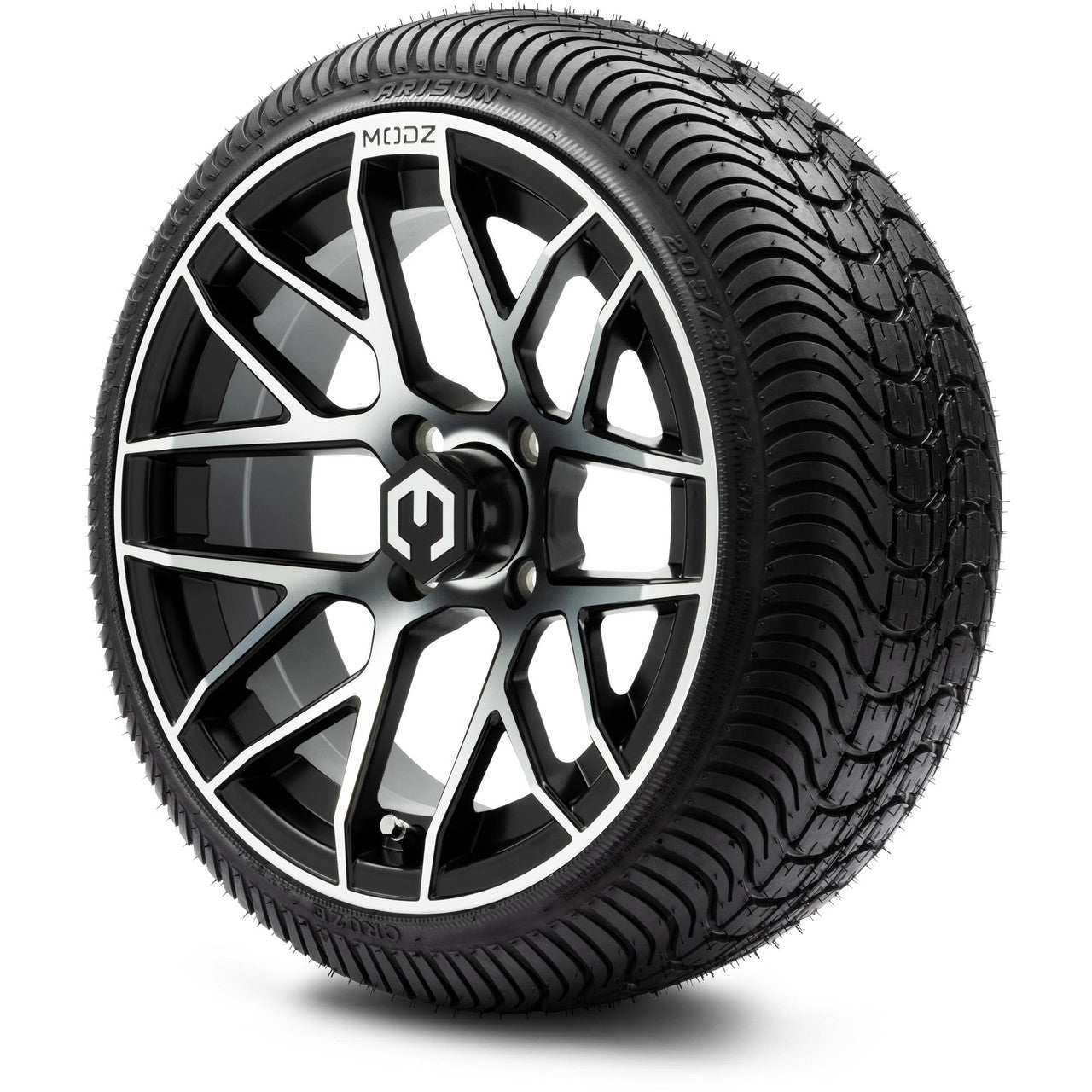 MODZ® 14" Matrix Machined Black Wheels & Street Tires Combo