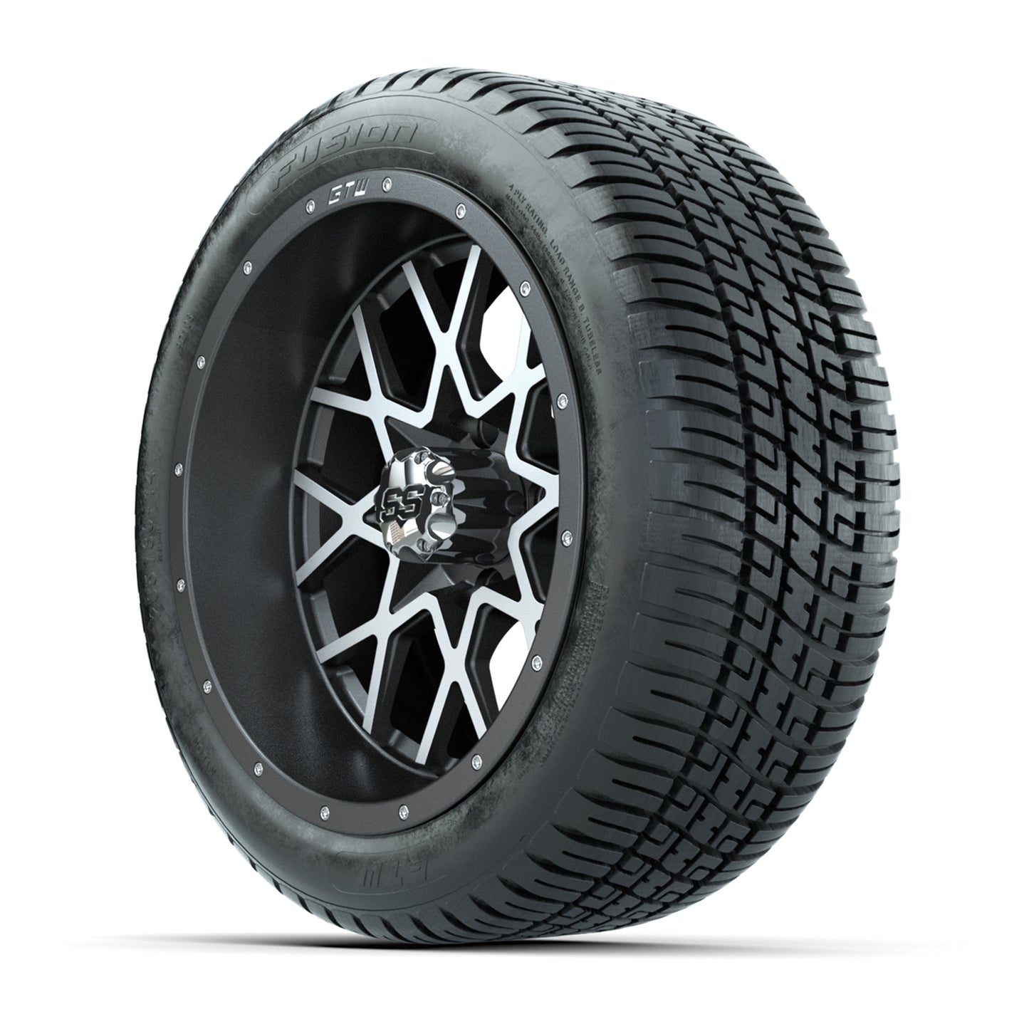 GTW® Vortex 2 Matte Gray/Machined 14 in Wheels with 205/30-R14 Fusion Street Tires – Full Set