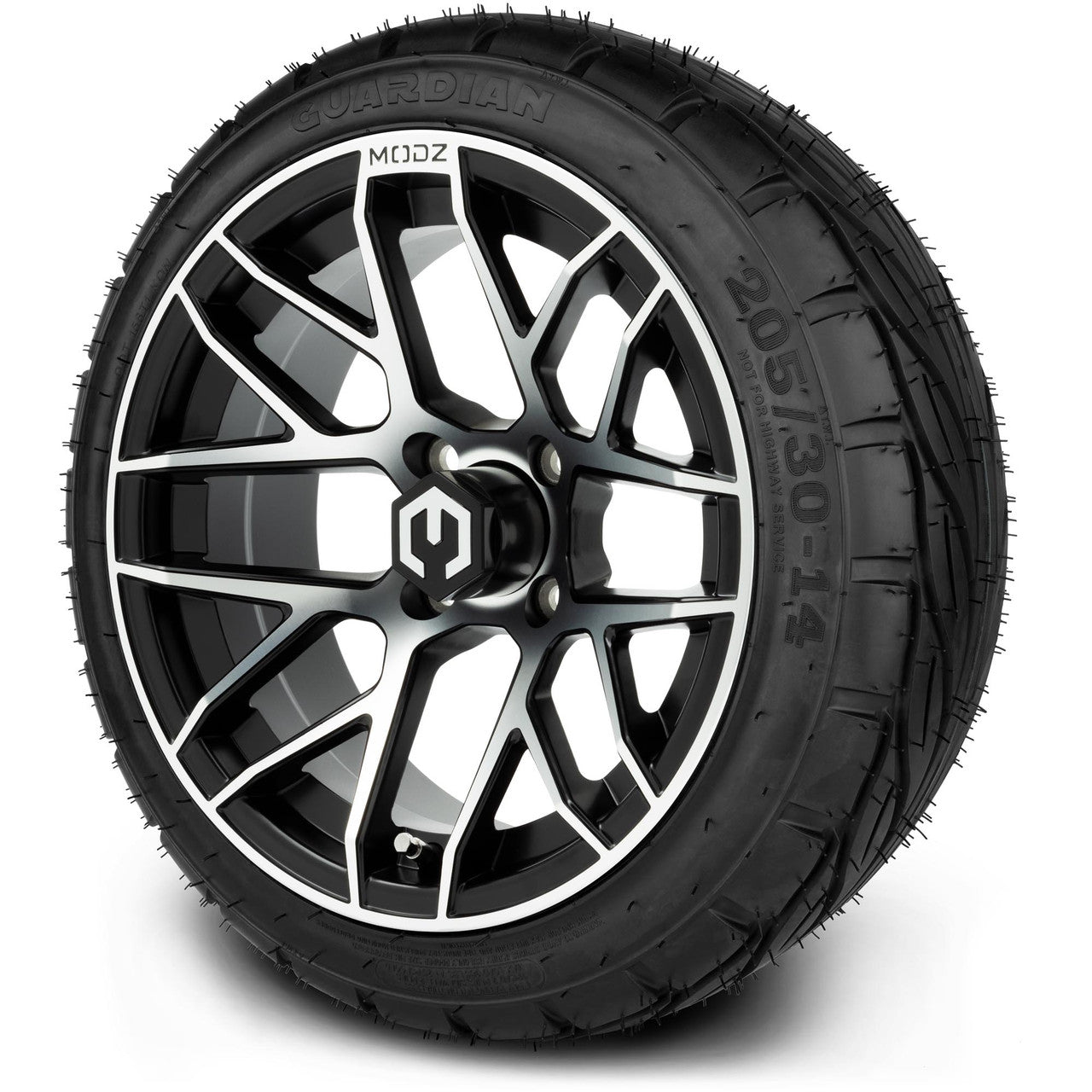 MODZ® 14" Matrix Machined Black Wheels & Street Tires Combo