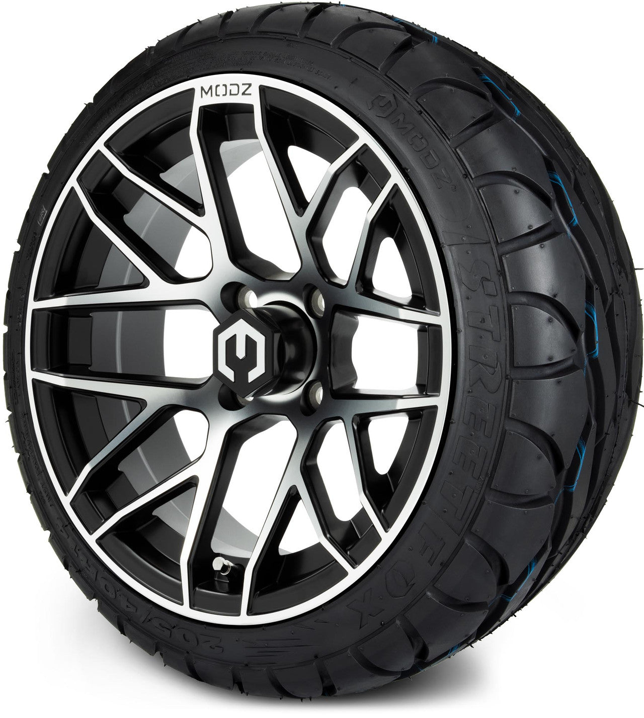 MODZ® 14" Matrix Machined Black Wheels & Street Tires Combo