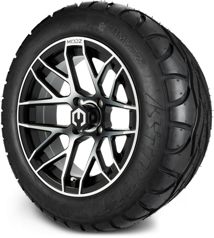 MODZ® 14" Matrix Machined Black Wheels & Street Tires Combo