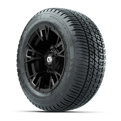 GTW® Vandal Matte Black/Machined 12 in Wheels with 215/50-R12 Fusion S/R Steel Belt Radial Tires – Full Set