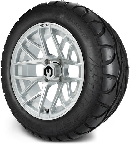 MODZ® 14" Matrix Silver Wheels & Street Tires Combo
