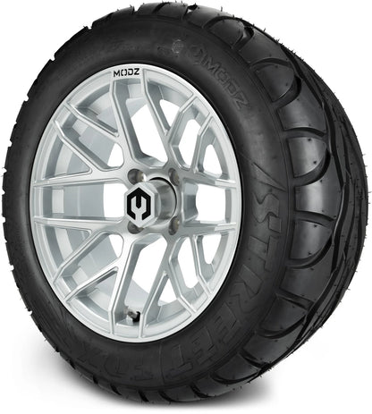 MODZ® 14" Matrix Silver Wheels & Street Tires Combo