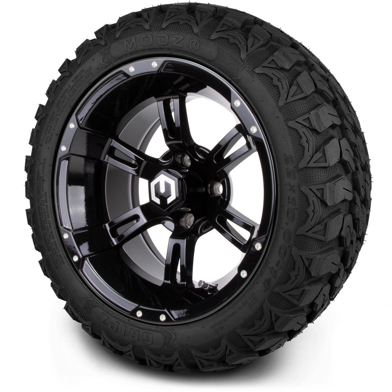 MODZ® 14" Ambush Glossy Black Wheels & Off-Road Tires Combo