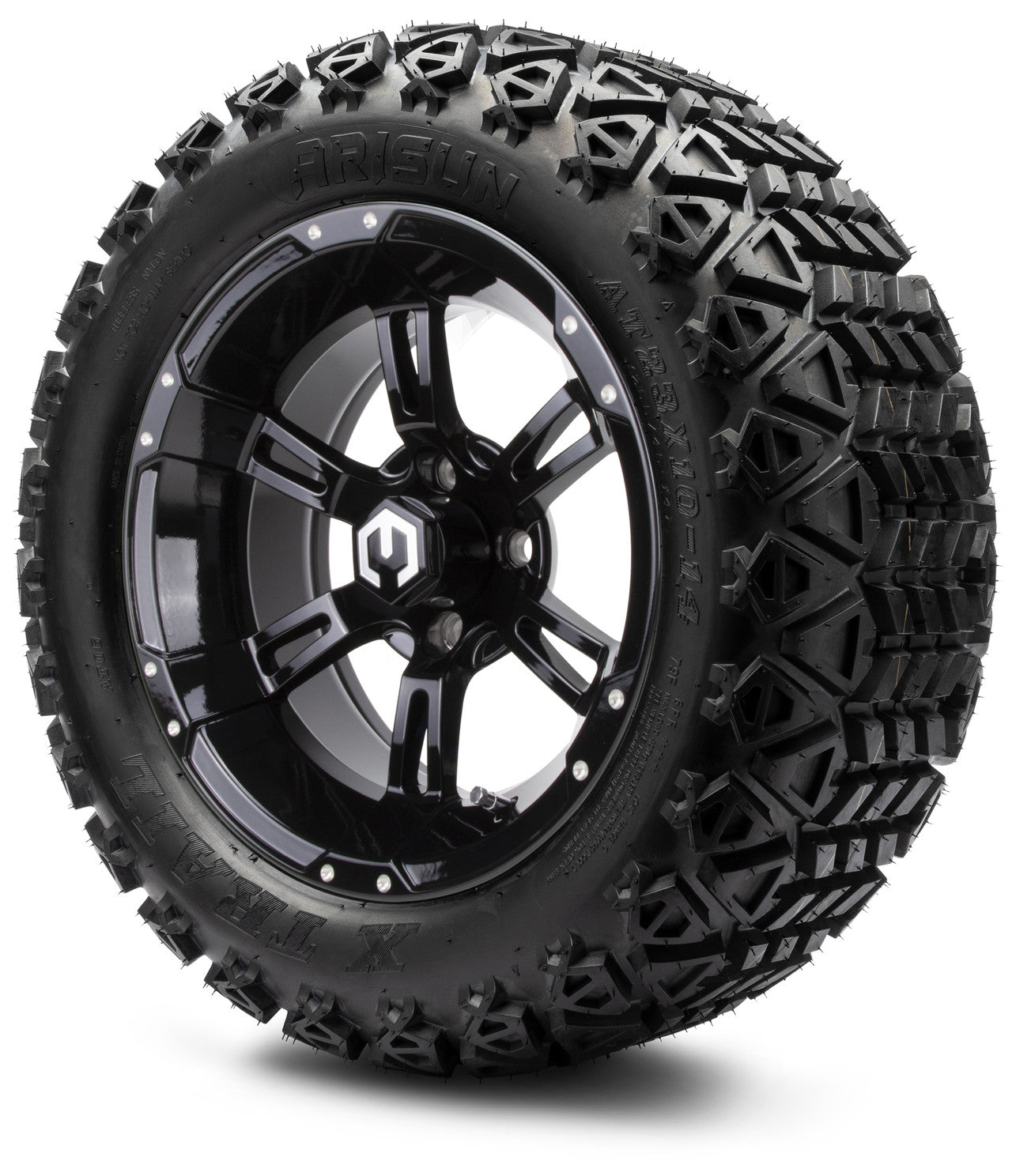 MODZ® 14" Ambush Glossy Black Wheels & Off-Road Tires Combo