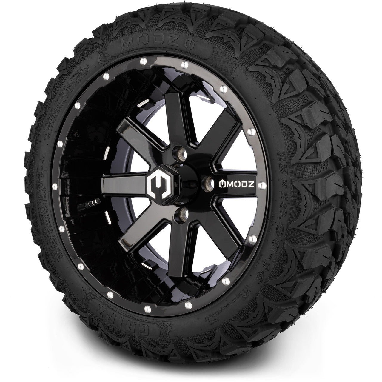 MODZ® 14" Assault Glossy Black with Ball Mill Wheels & Off-Road Tires Combo