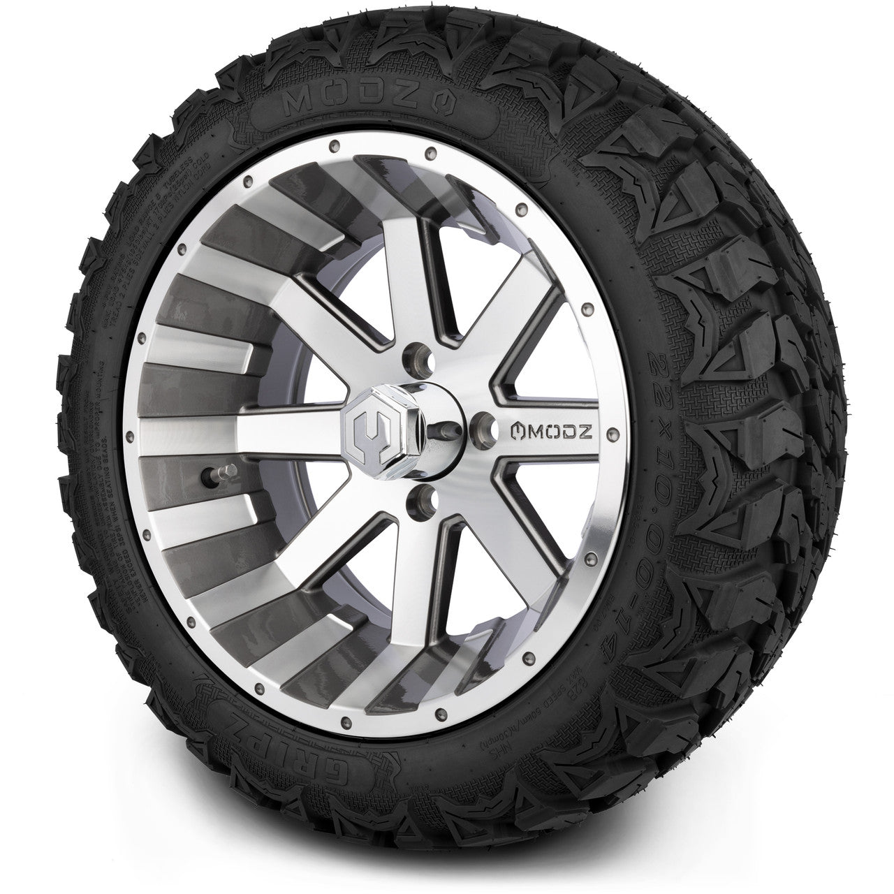 MODZ® 14" Assault Machined Gunmetal Wheels & Off-Road Tires Combo