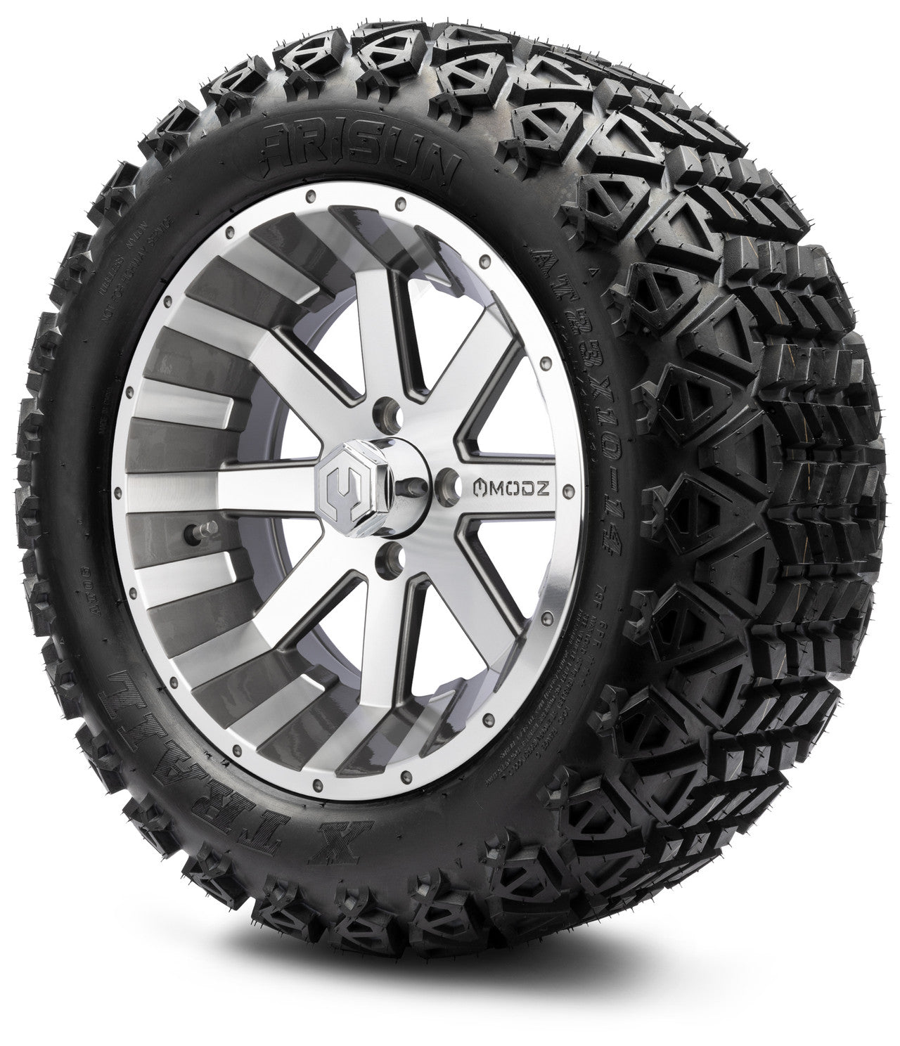 MODZ® 14" Assault Machined Gunmetal Wheels & Off-Road Tires Combo