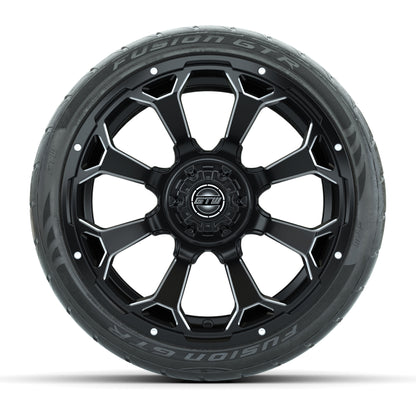 GTW Raven Matte Black/Ball Mill 15 in Wheels with 215/40-R15 Fusion GTR Steel Belt Radial Street Tires – Full Set