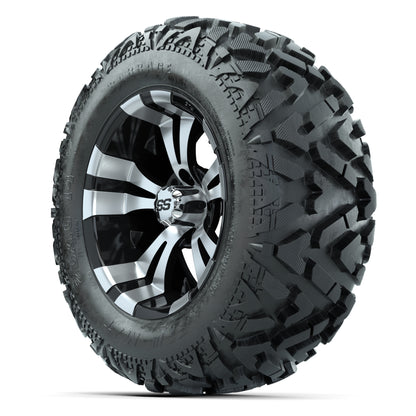 GTW Vampire Black/Machined 14 in Wheels with 25x10-14 Barrage Mud Tires – Full Set