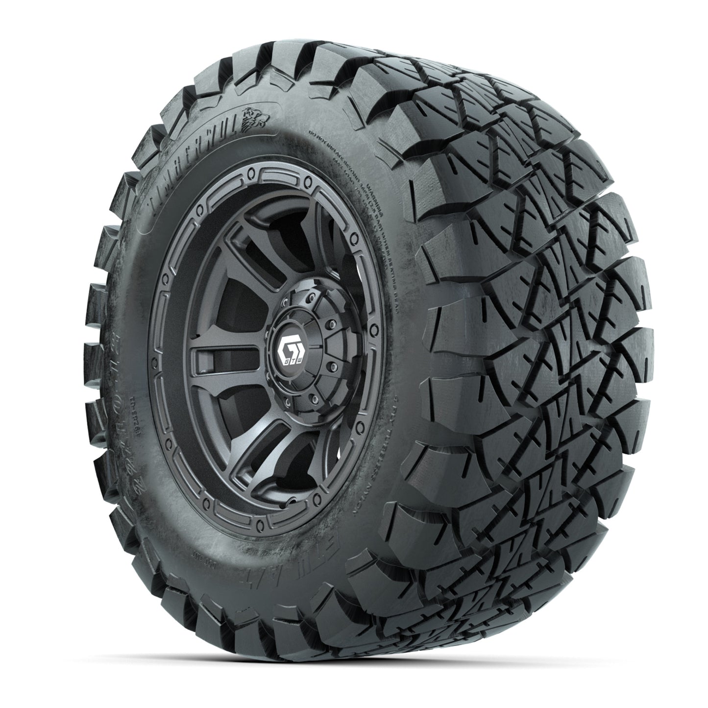 GTW® Shogun Gunmetal 12 in Wheels with 22x10-12 Timberwolf All-Terrain Tires - Full Set