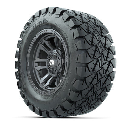 GTW® Shogun Gunmetal 12 in Wheels with 22x10-12 Timberwolf All-Terrain Tires - Full Set