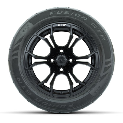 GTW Spyder Matte Black 14 in Wheels with 255/45-R14 Fusion GTR Street Tires – Full Set