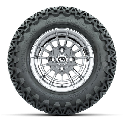 GTW® Boost Chrome 12 in Wheels with 23X10.5-12 Predator All-Terrain Tires – Full Set
