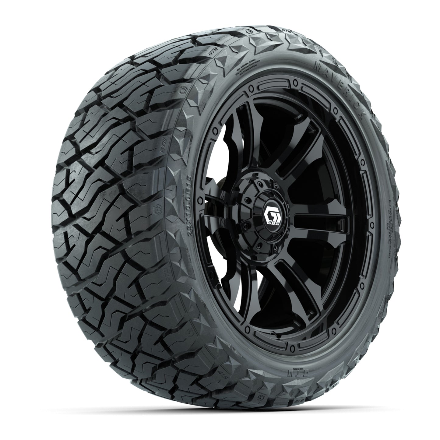 GTW Shogun Gloss Black 15 in Wheels with 23x10.00-R15 Maverick All-Terrain Tires – Full Set