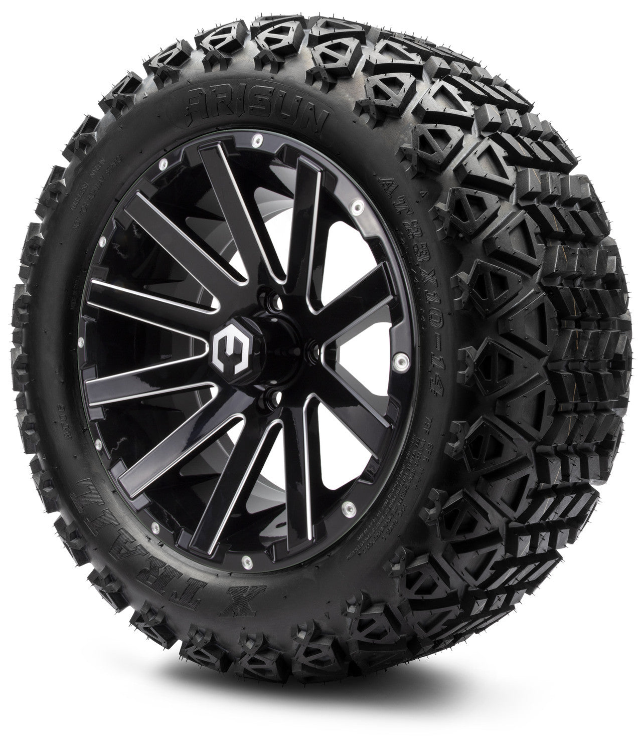 MODZ® 14" Mauler Glossy Black with Ball Mill Wheels & Off-Road Tires Combo