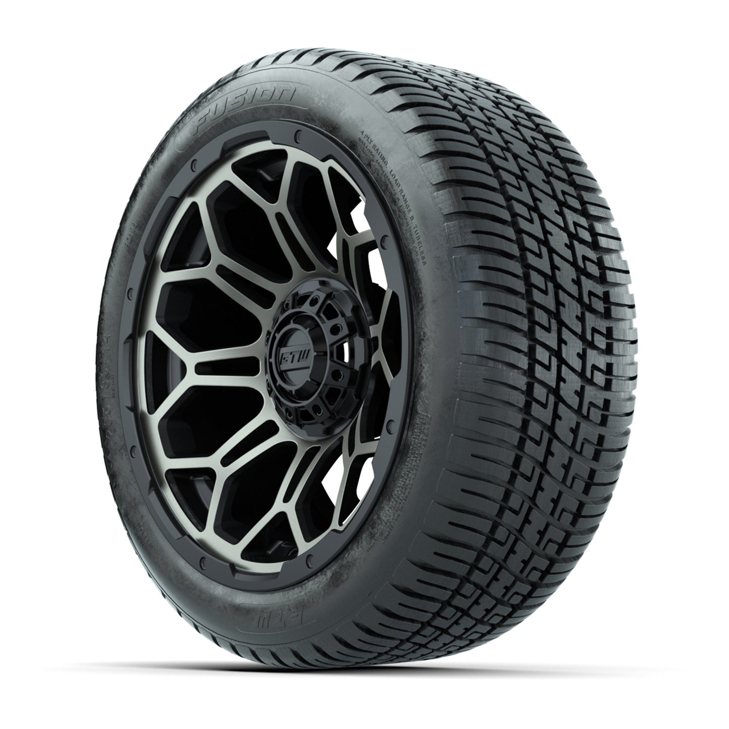 GTW® Bravo Black/Bronze 14 in Wheels with 205/30-R14 Fusion Street Tires – Full Set