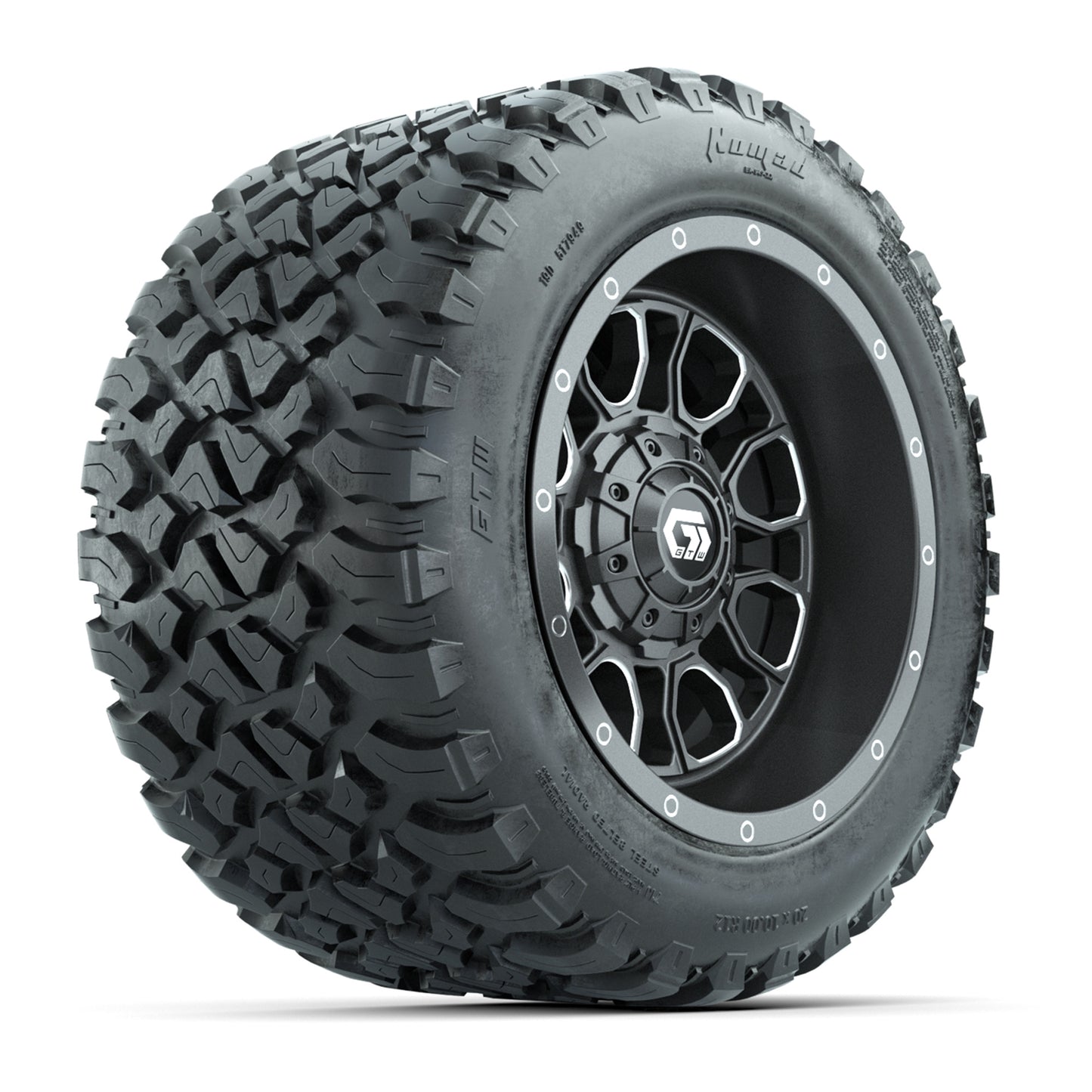 GTW® Volt Gunmetal 12 in Wheels with 20X10-12 Nomad Steel Belt Radial All-Terrain Tires – Full Set